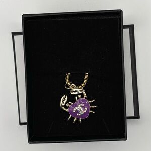 Gold and Purple CC Heart Pendant Necklace